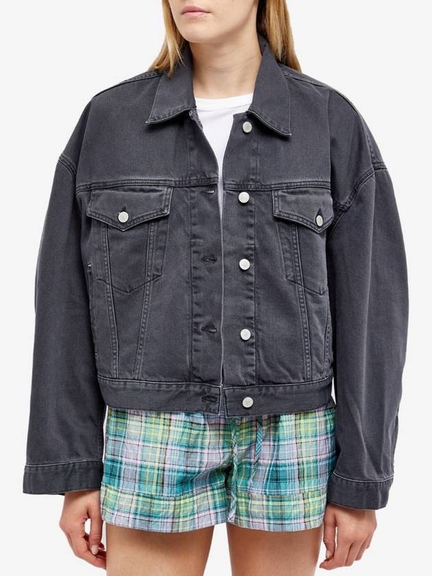 Women's Relaxed Cropped Fit Denim Jacket Dark Grey - ACNE STUDIOS - BALAAN.