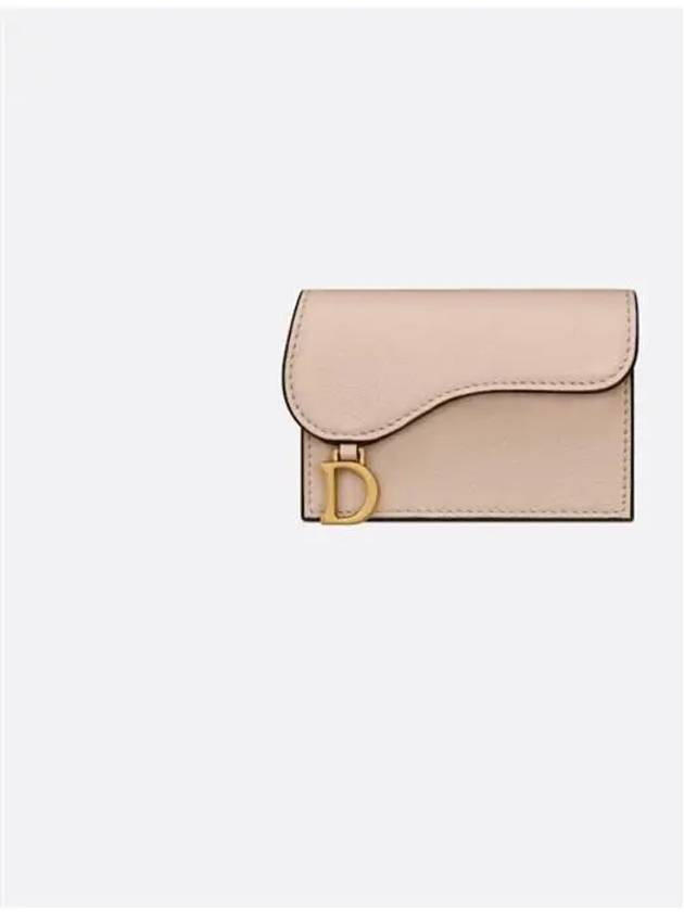 Saddle Bloom Goatskin Flap Card Wallet Caramel Beige - DIOR - BALAAN 2