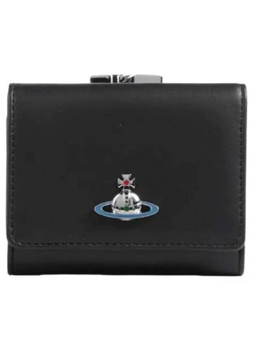 Small Frame Leather Half Wallet Black - VIVIENNE WESTWOOD - BALAAN 1