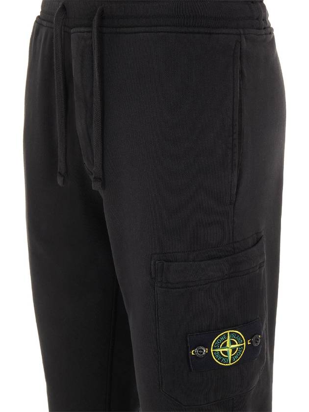 Wappen Patch Cotton Fleece Track Pants Black - STONE ISLAND - BALAAN.