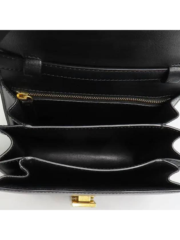 189183 Black leather CLASSIC BOX S size gold logo lock detail flap shoulder bag - CELINE - BALAAN 6