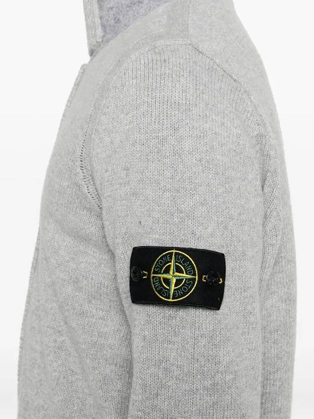 Wappen High Neck Button Up Wool Cardigan Melange Grey - STONE ISLAND - BALAAN 6