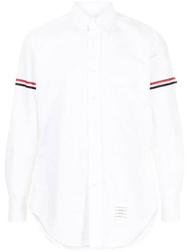 Oxford Striped Grosgrain Armband Classic Long Sleeve Shirt White - THOM BROWNE - BALAAN 2