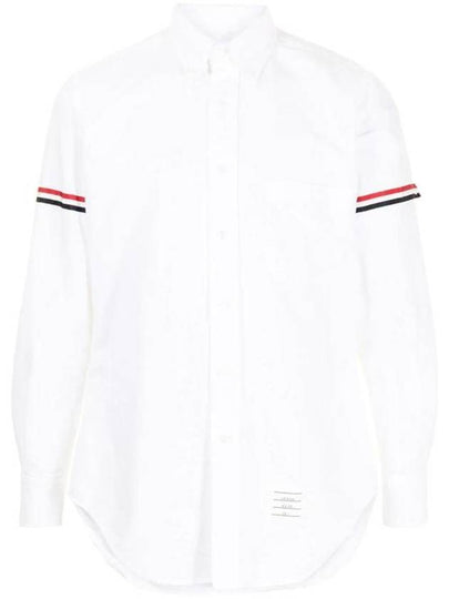 Oxford Striped Grosgrain Armband Classic Long Sleeve Shirt White - THOM BROWNE - BALAAN 2