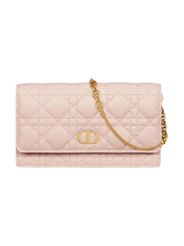 Caro Supple Cannage Calfskin Pouch Bag Powder Pink - DIOR - BALAAN 1