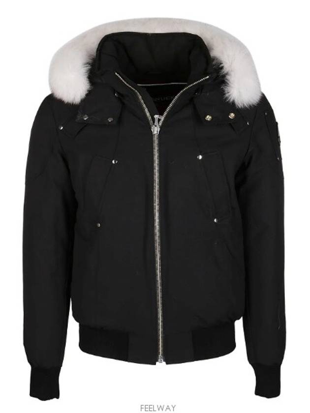 Men's Ballistic Bomber Jacket White Fox Fur Black - MOOSE KNUCKLES - BALAAN 5