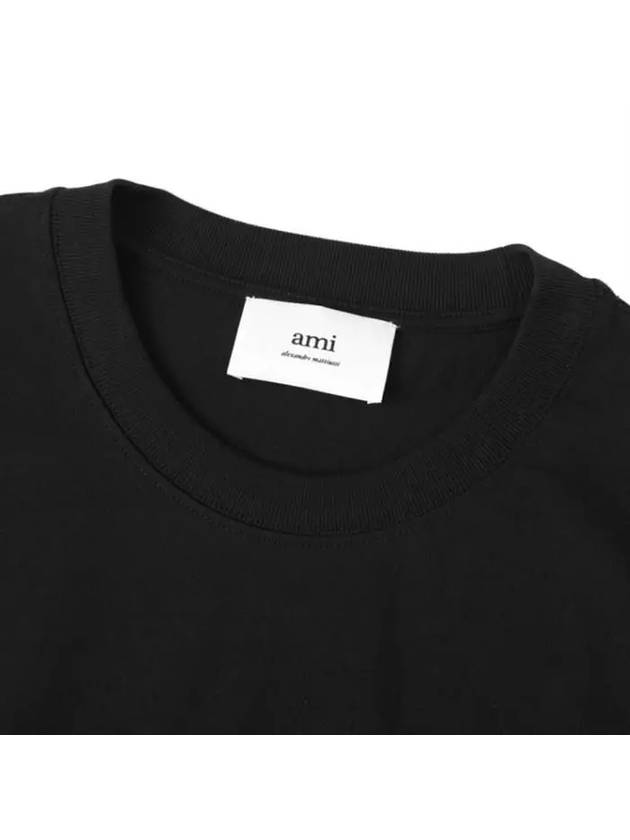 Small Heart Logo Boxy Fit Short Sleeve T-Shirt Black - AMI - BALAAN 4