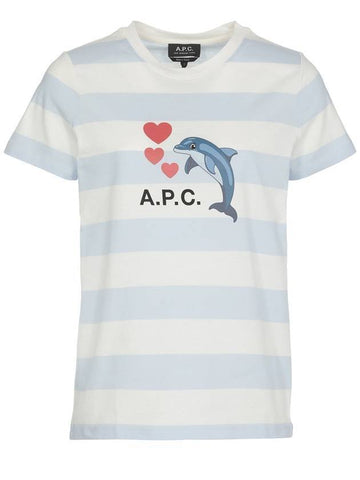 Chloe Dolphin Logo Striped Short Sleeve T-Shirt Blue - A.P.C. - BALAAN 1