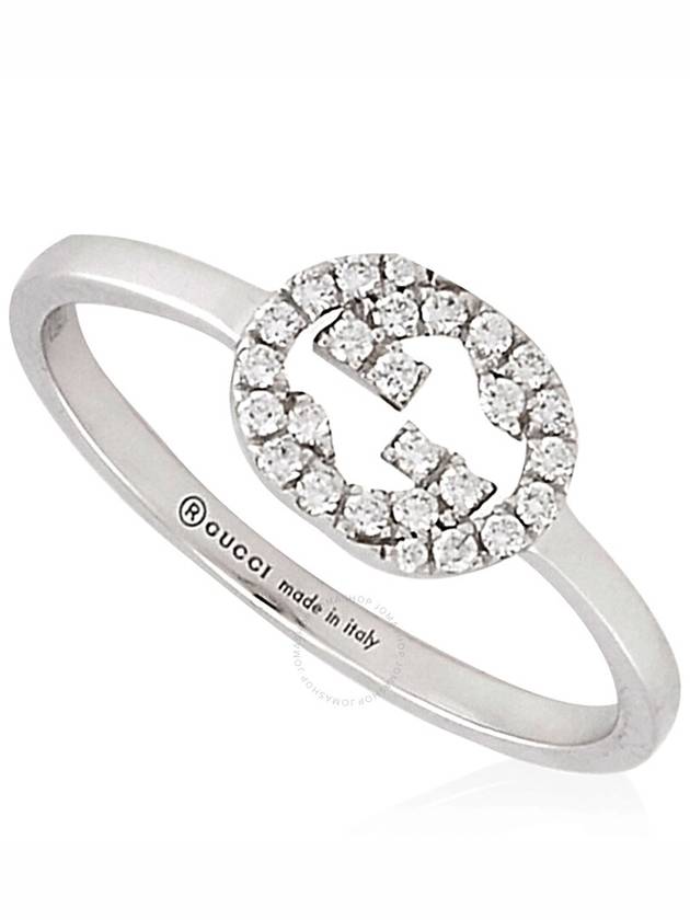 Gucci 18K White Gold Interlocking G Diamond Ring, Size 11 - GUCCI - BALAAN 1