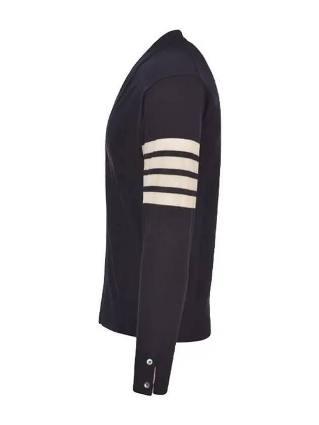 Men's Sustainable Classic Diagonal Wool Cardigan Navy - THOM BROWNE - BALAAN 5