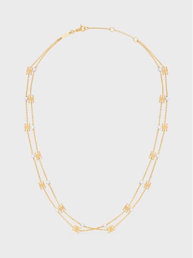 Women's Triomphe Pearl Double Necklace Gold - CELINE - BALAAN 2