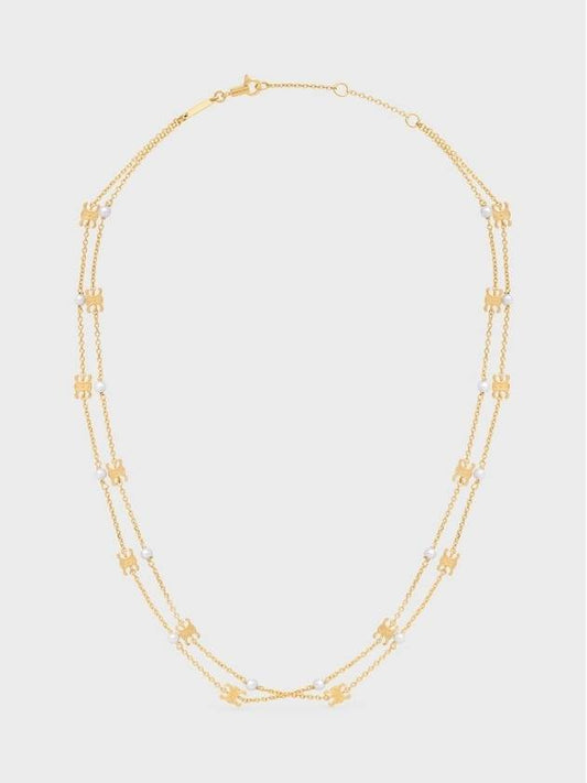 Women's Triomphe Pearl Double Necklace Gold - CELINE - BALAAN 2