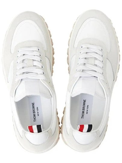 Letterman Panel Lace-Up Low-Top Sneakers White - THOM BROWNE - BALAAN 2