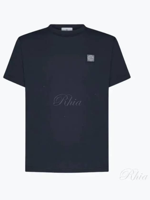 Pisato Effect Logo Patch Short Sleeve T-Shirt Navy - STONE ISLAND - BALAAN 2