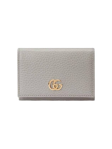 GG Marmont Leather Card Wallet Light Grey - GUCCI - BALAAN 1