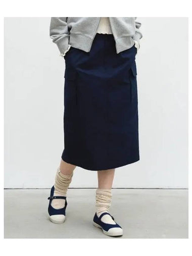 H LINE POCKET MIDI SKIRT NAVY - BENSIMON - BALAAN 1