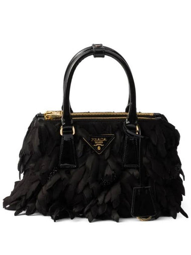 Satin Patent Leather Galleria Mini Bag Black - PRADA - BALAAN 1