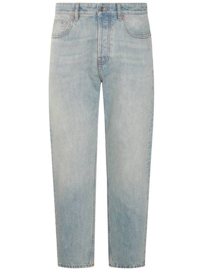 Men's Embossed Logo Signature Denim Jeans Blue - VALENTINO - BALAAN 2