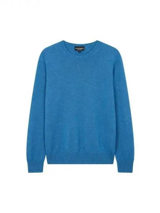 Men s Soft Cashmere Crew Neck Knit Blue 271505 - EMPORIO ARMANI - BALAAN 1