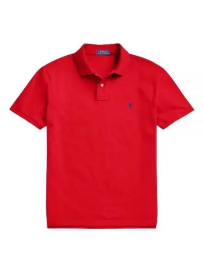 Iconic Mesh Slim Fit Polo Shirt Red - POLO RALPH LAUREN - BALAAN 2