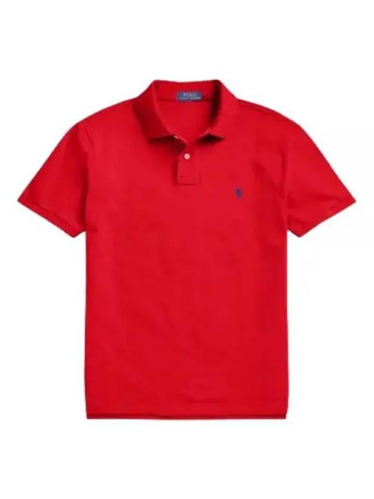 Iconic Mesh Slim Fit Polo Shirt Red - POLO RALPH LAUREN - BALAAN 1