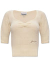 Logo Knit Top Ivory - GANNI - BALAAN 1