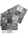 Anagram Checkerboard Wool Cashmere Muffler Black White - LOEWE - BALAAN.