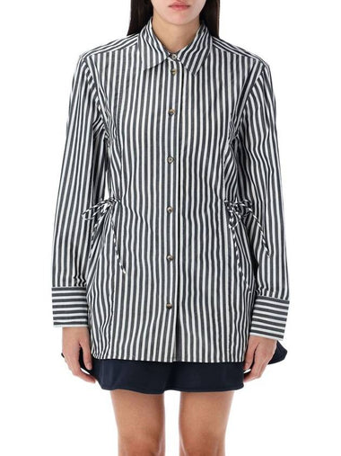 Ganni Stripe Oversized Tie String Shirt - GANNI - BALAAN 1