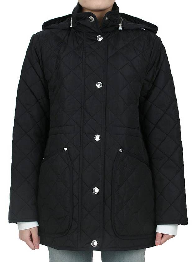 Diamond Quilted Long Nylon Jacket Black - BURBERRY - BALAAN 3