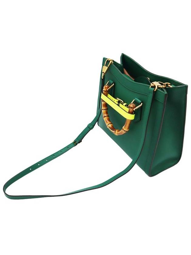 Women s Leather Tote Bag Green Gucci 660195 Emerald Diana Bamboo Small - GUCCI - BALAAN 8