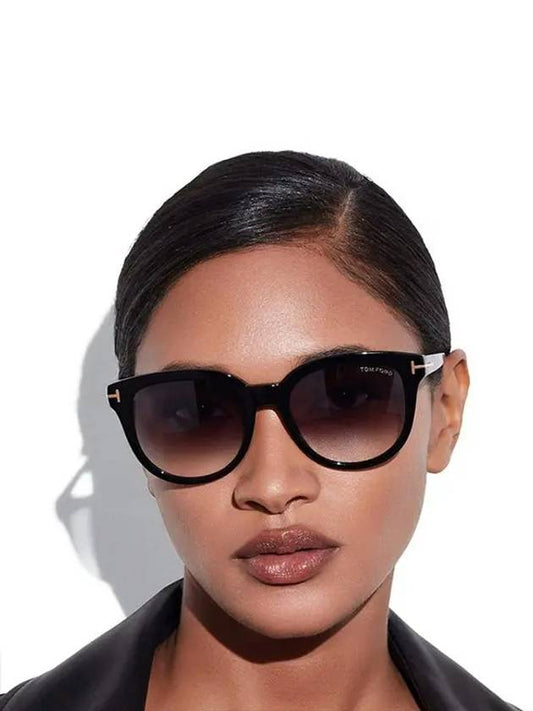 Sunglasses TF914 01B OLIVIA 02 Black Horn Rim Round - TOM FORD - BALAAN 1