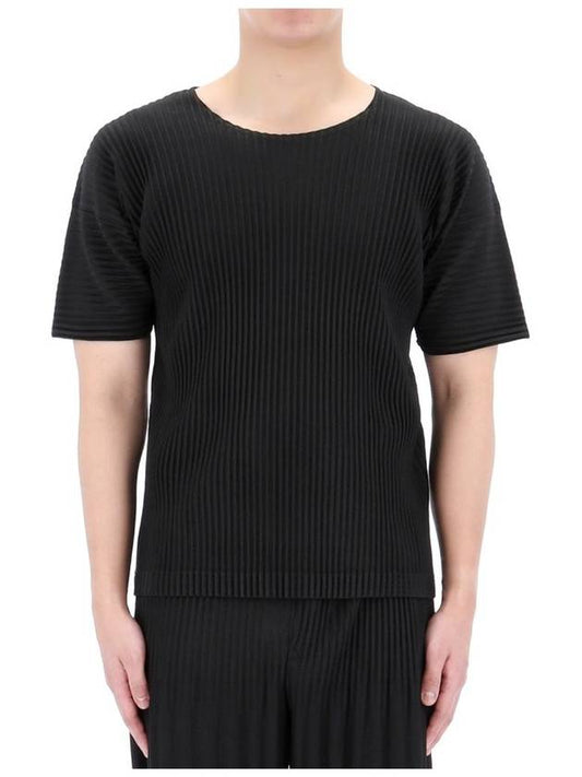 Pleated Short Slevee T-Shirt Black - ISSEY MIYAKE - BALAAN 2