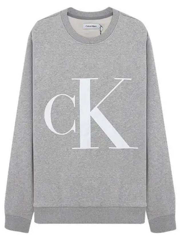 Monogram Crewneck Fleece Sweatshirt Grey - CALVIN KLEIN - BALAAN 2