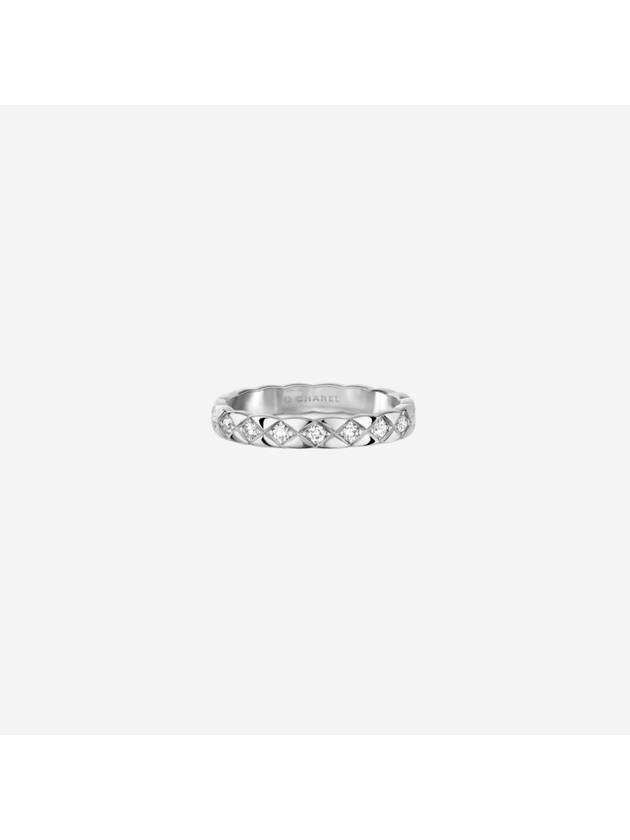 Coco Crush Ring Quilted Motif Mini 18K White Gold Diamond - CHANEL - BALAAN 1