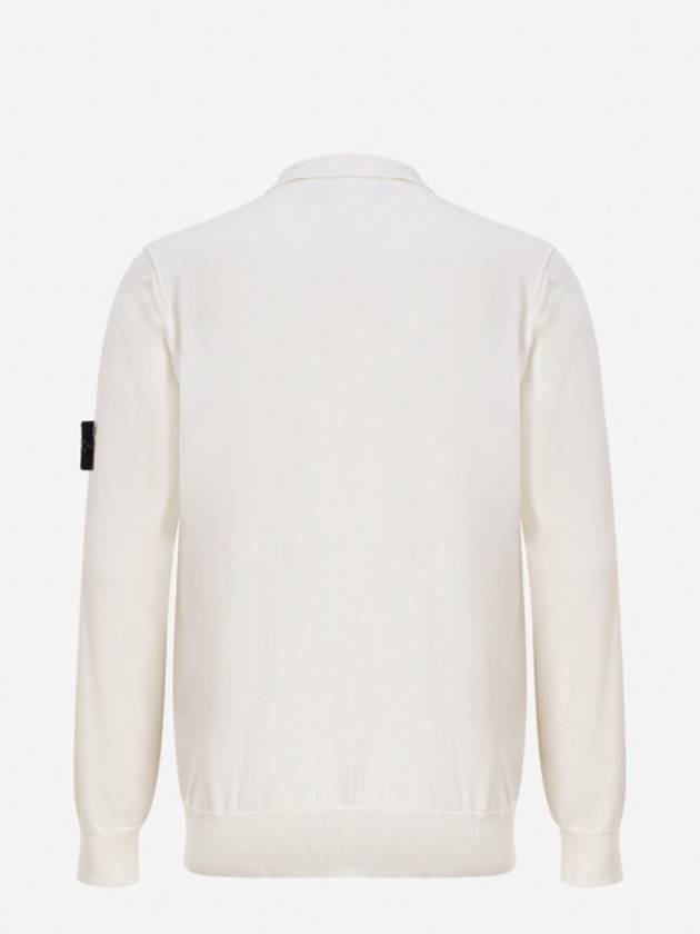 Wappen Patch Cotton Zip-Up Cardigan White - STONE ISLAND - BALAAN 3