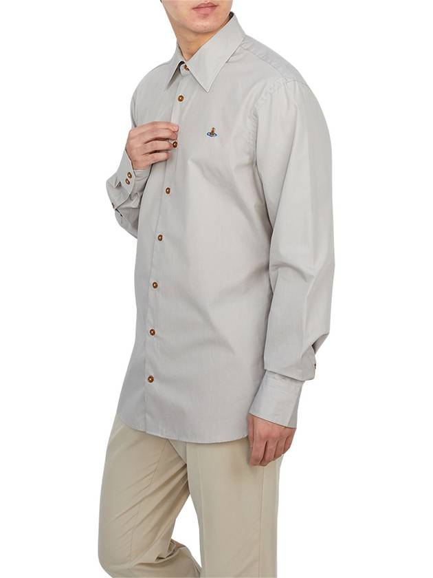 Men's Embroidered ORB Long Sleeve Shirt Grey - VIVIENNE WESTWOOD - BALAAN 5