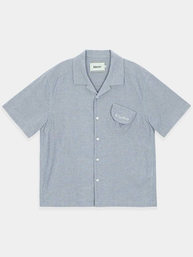 Open Collar Cover Pocket Short Sleeve Shirt Deep Navy - KINETO - BALAAN 3