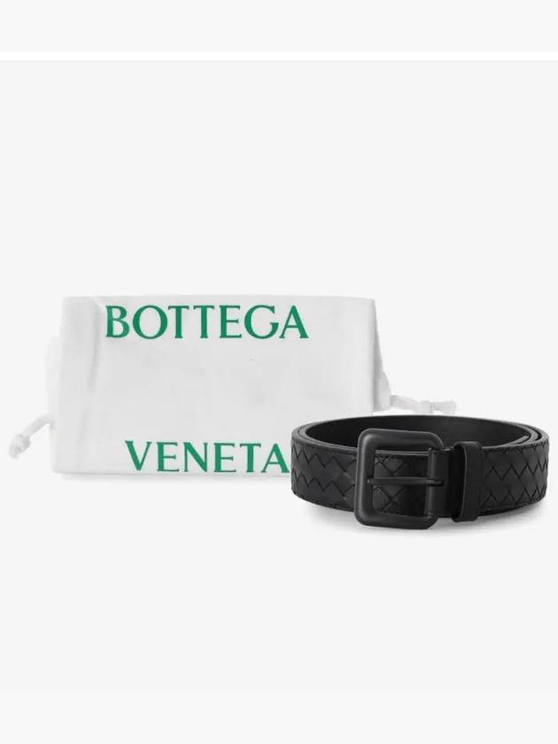 Men's Intrecciato Leather Belt Black - BOTTEGA VENETA - BALAAN 4