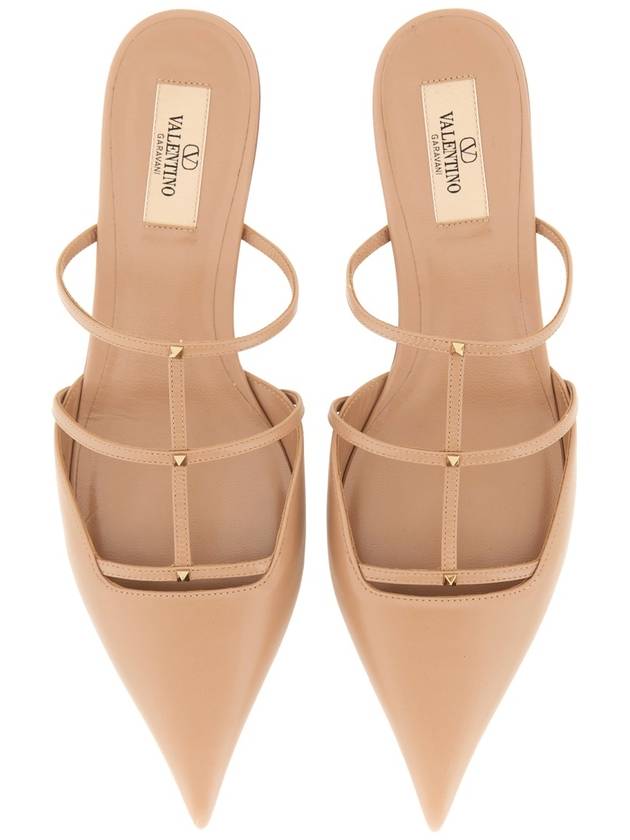 Rockstud Wispy Pointed Toe Mules Beige - VALENTINO - BALAAN 6