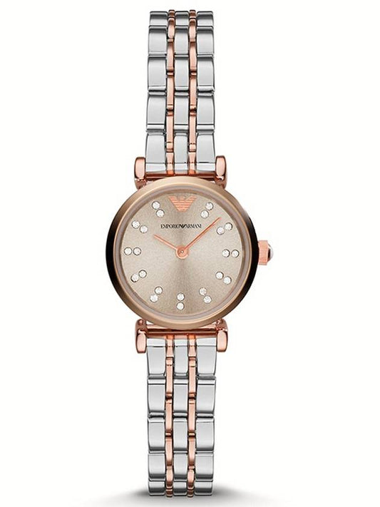 Giani Two Tone Dial Watch Silver Rose Gold - EMPORIO ARMANI - BALAAN.