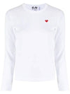 Play Women s Mini Heart Cotton Long Sleeve T Shirt White - COMME DES GARCONS - BALAAN 1