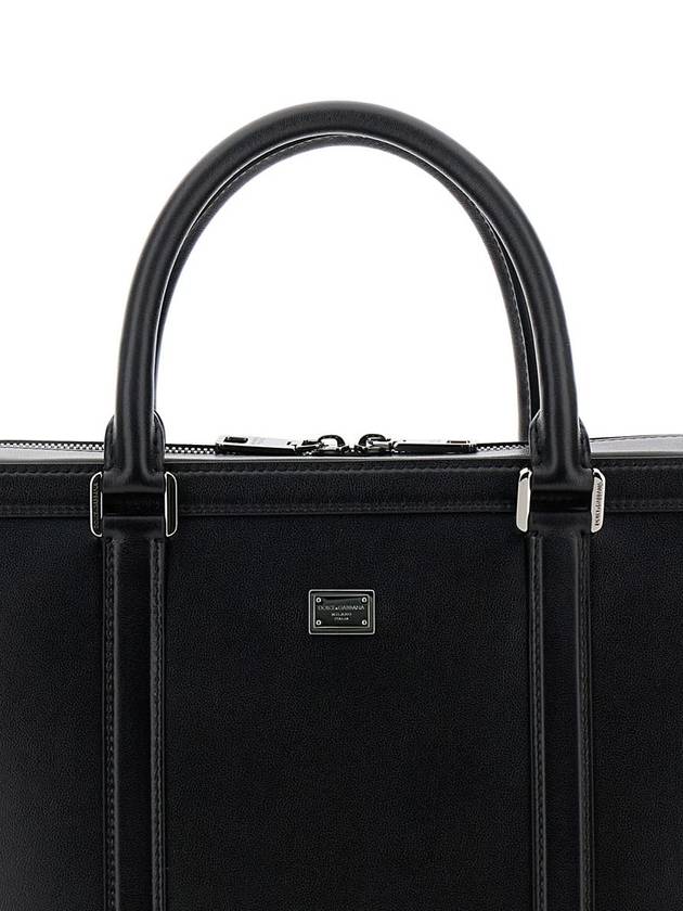 Black Handbag With Mini Logo Plaque In Leather Man - DOLCE&GABBANA - BALAAN 3