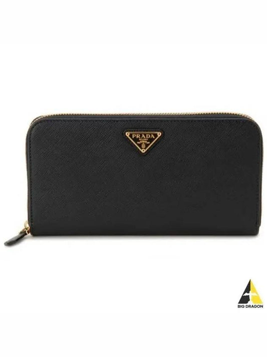 Saffiano Triangle Logo Long Wallet Black - PRADA - BALAAN 2