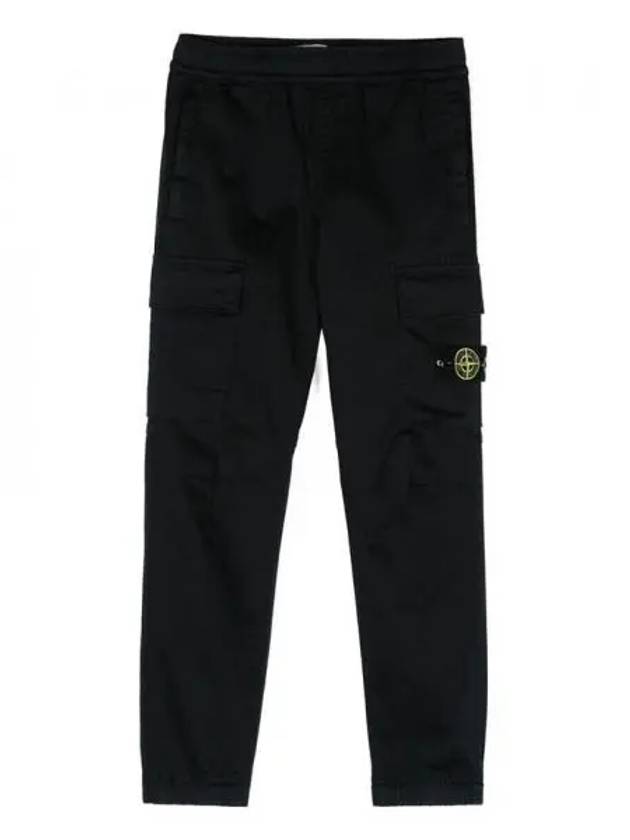 Kids Stretch Cotton Satin Straight Pants Navy - STONE ISLAND - BALAAN 2