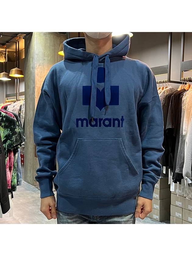 Miley Velor Logo Hoodie Slate Blue - ISABEL MARANT - BALAAN 3