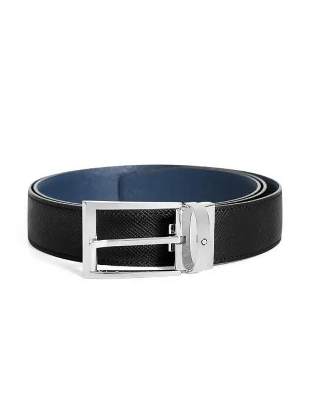 Rectangular Pin Buckle Reversible Belt Black Indigo - MONTBLANC - BALAAN 4