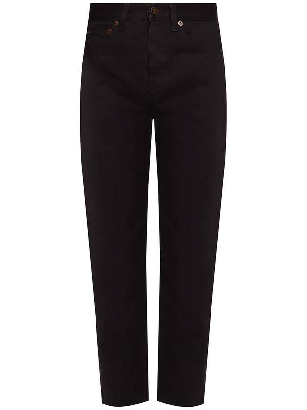 Women's Cotton High Waist Pants Black - SAINT LAURENT - BALAAN 2