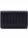 Intrecciato Flap Card Wallet Black - BOTTEGA VENETA - BALAAN 2