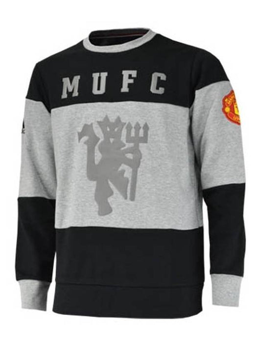 Manchester United Club Crew Neck Sweatshirt Black Grey - ADIDAS - BALAAN 1
