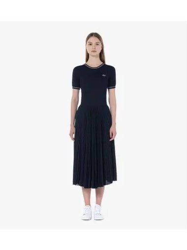 Women s Jersey Pleated Skirt Navy - LACOSTE - BALAAN 1